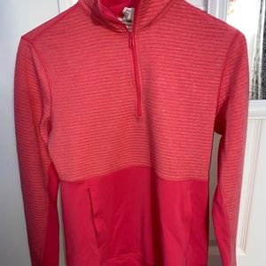 bright pink Adidas quarter-zip